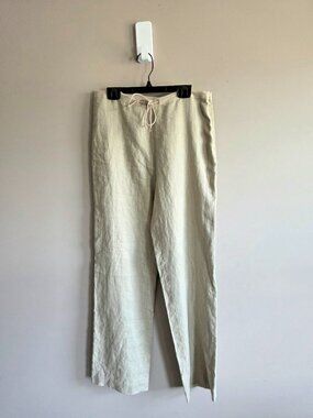 Classic Drawstring Linen Pants - Cream